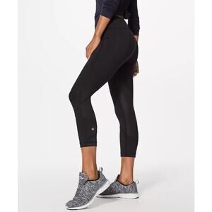Lululemon Inspire Crop Leggings 23" Mesh Panel Black Size 4